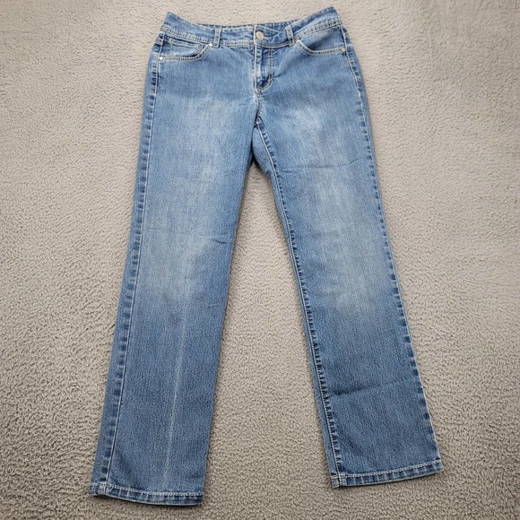 Bandolino Jeans Womens 8‎ Blue Denim Straight Distressed Mid Rise Casual Pockets - Picture 1 of 12